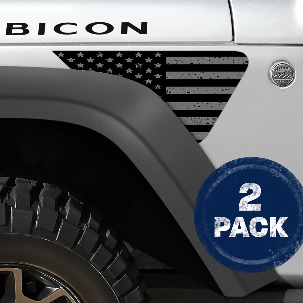Distressed Blackout Flag 2pc Vinyl Fender Decal