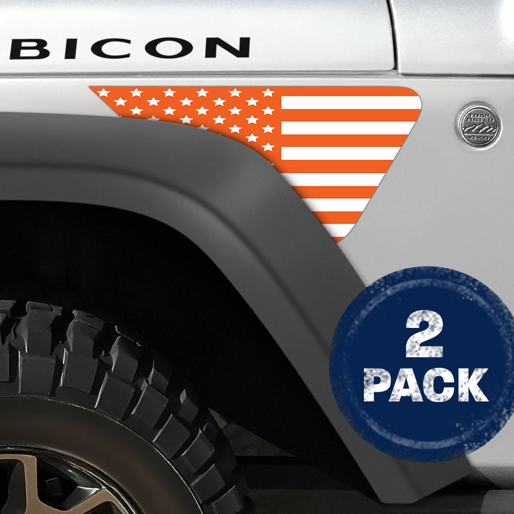White and Orange Flag 2pc Vinyl Fender Decal