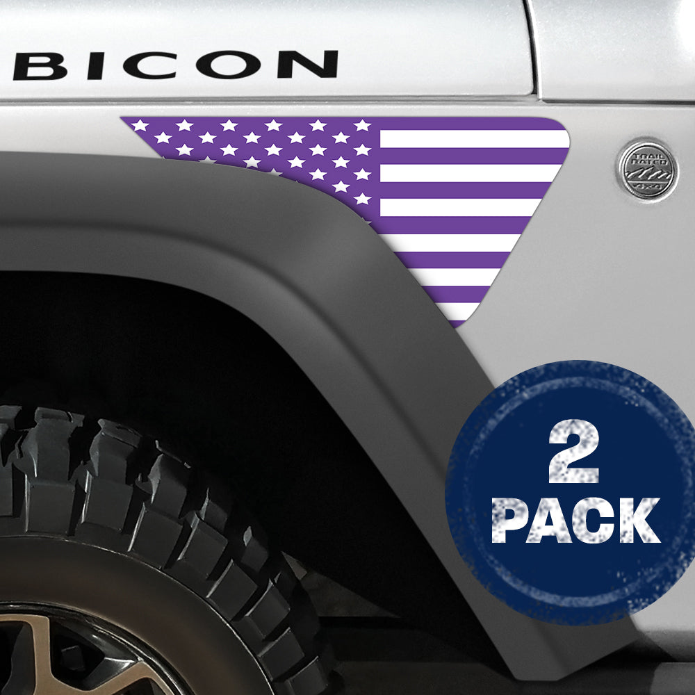 White and Purple Flag 2pc Vinyl Fender Decal