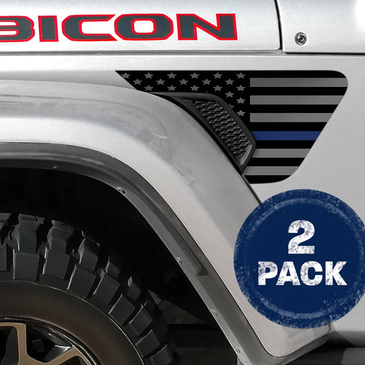 Blackout Thin Blue Line Flag 2pc Vinyl Fender Decal