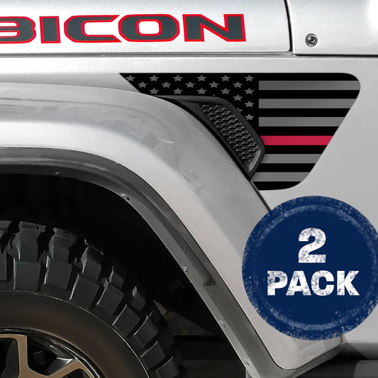Blackout Thin Red Line Flag 2pc Vinyl Fender Decal