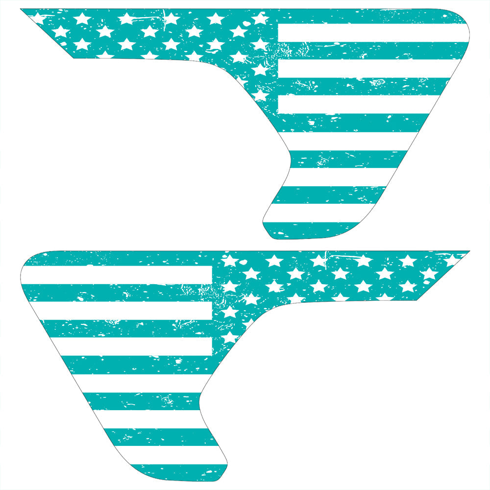 Distressed White & Light Blue Flag 2pc Vinyl Fender Decal