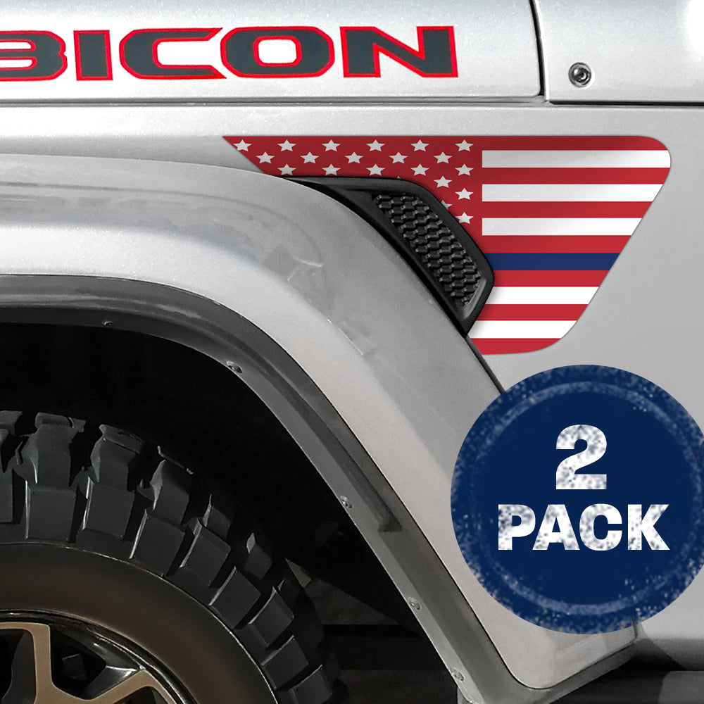 White & Red Thin Blue Line Flag 2pc Vinyl Fender Decal