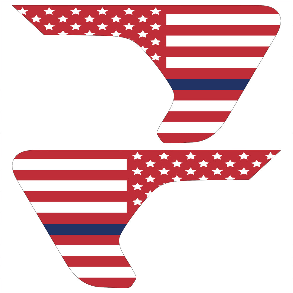 White & Red Thin Blue Line Flag 2pc Vinyl Fender Decal