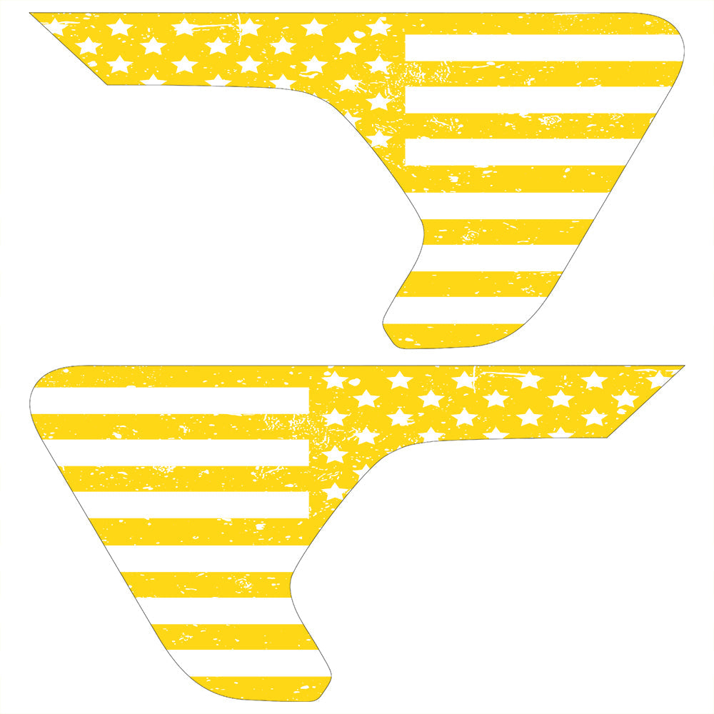 Distressed White & Yellow Flag 2pc Vinyl Fender Decal