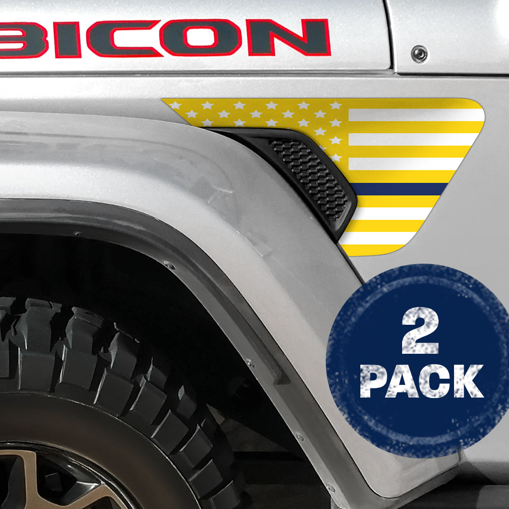 White & Yellow Thin Blue Line Flag 2pc Vinyl Fender Decal