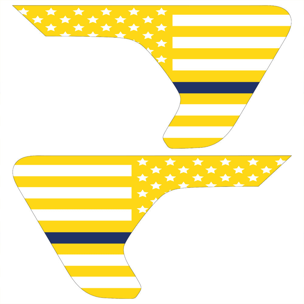 White & Yellow Thin Blue Line Flag 2pc Vinyl Fender Decal