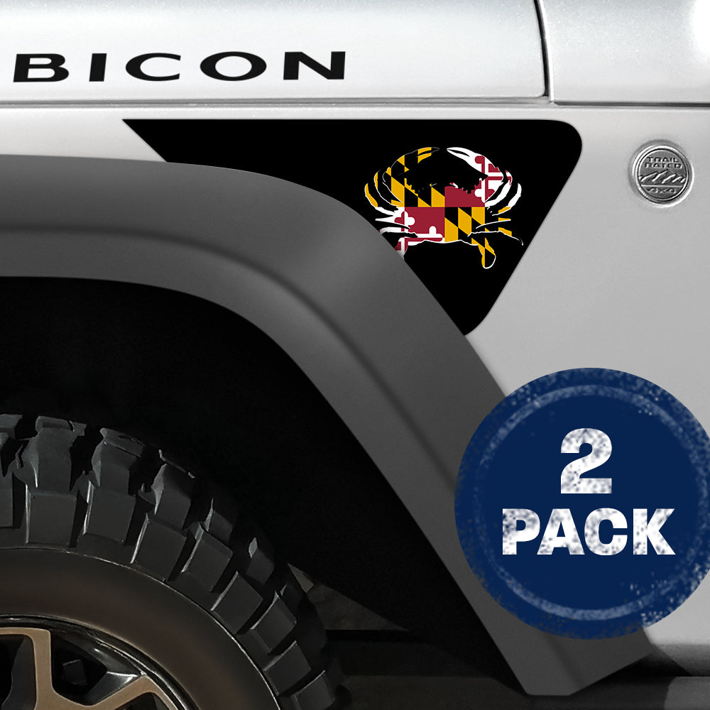 Maryland Crab State Flag 2pc Vinyl Fender Decal