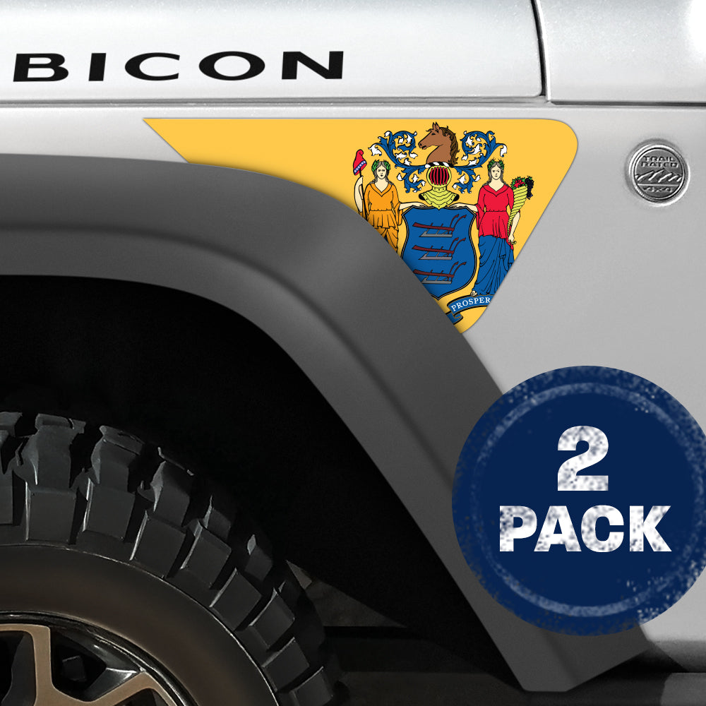 New Jersey State Flag 2pc Vinyl Fender Decal