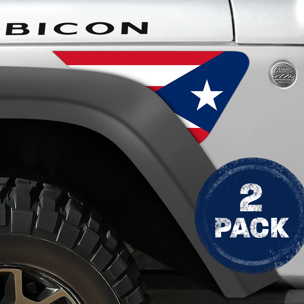 Puerto Rico Flag 2pc Vinyl Fender Decal