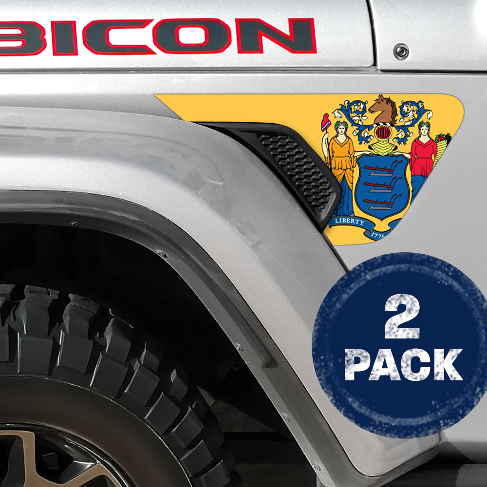 New Jersey State Flag 2pc Vinyl Fender Decal