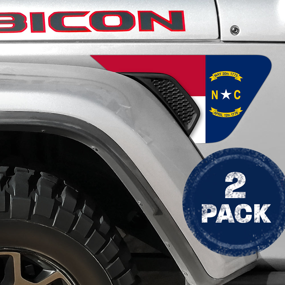 North Carolina State Flag 2pc Vinyl Fender Decal