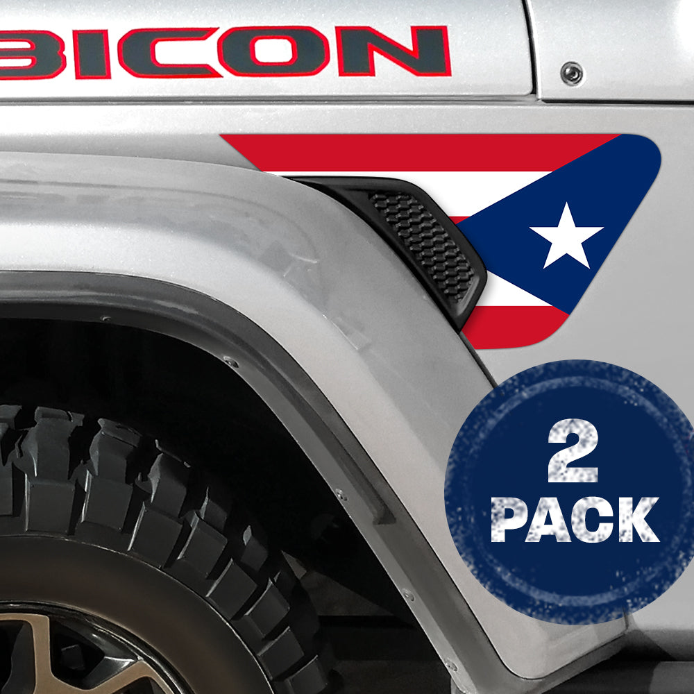 Puerto Rico Flag 2pc Vinyl Fender Decal