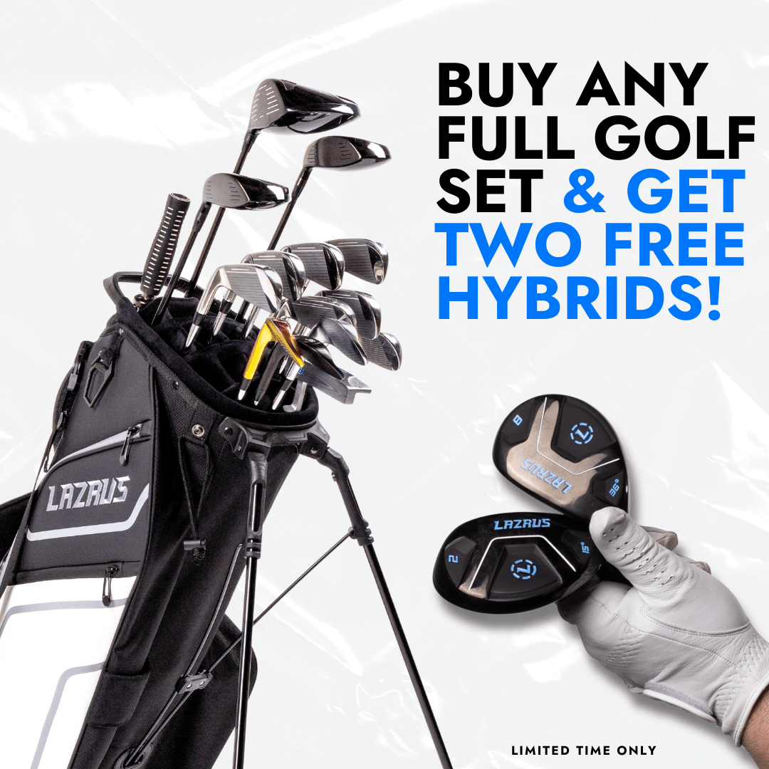 Lazrus Golf 8 pc Set - LAZ2 Driver, 6-PW Irons or 6-PW Hybrids, 52° Wedge, Putter