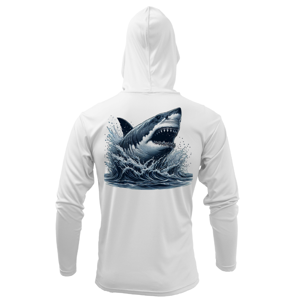 Cape Cod, MA Jaws Boy's Long Sleeve UPF 50+ Dry-Fit Hoodie