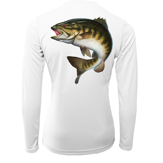Michigan Freshwater Born Smallmouth Bass Women's Long Sleeve UPF 50+ Dry-Fit Shirt