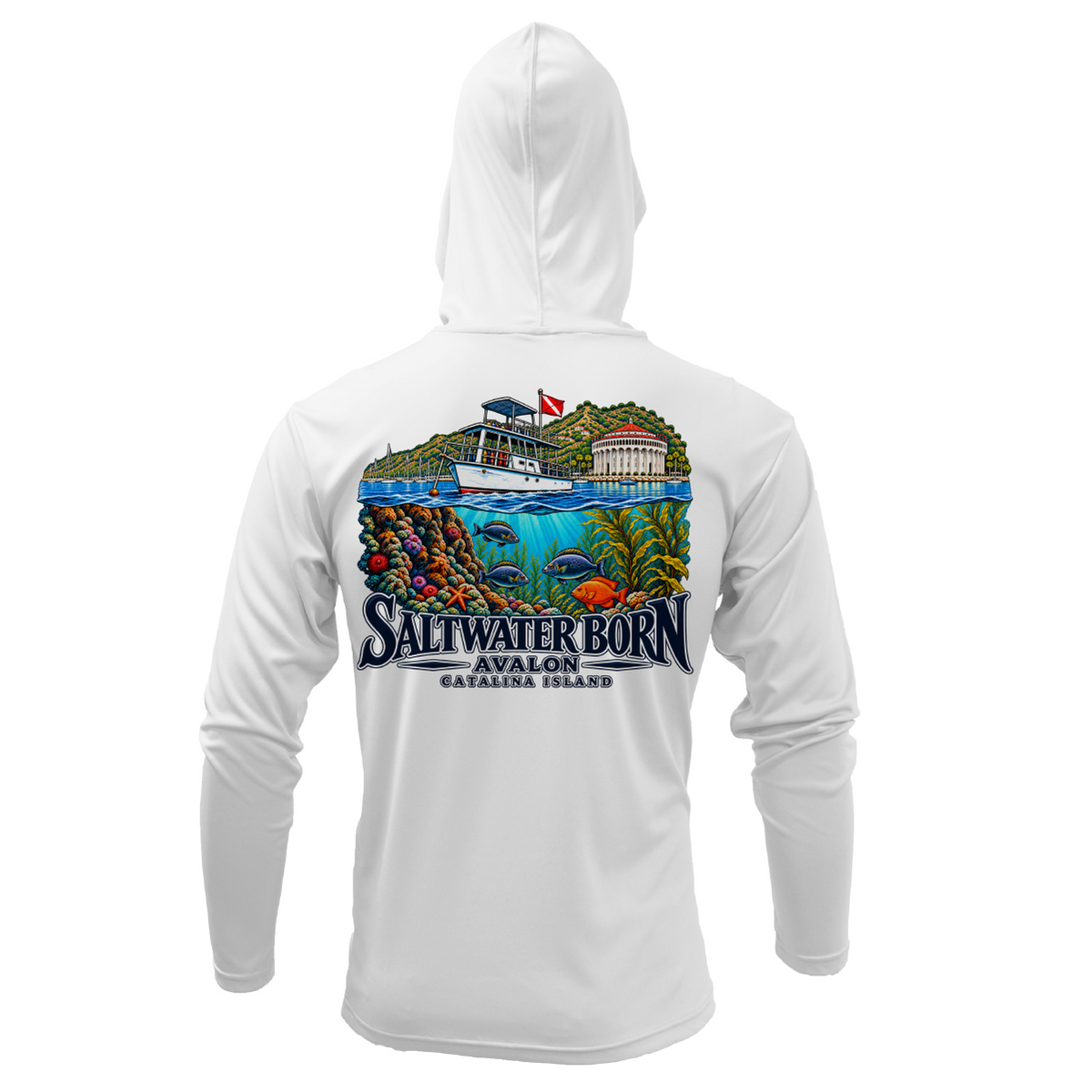 Avalon, CA Dive Boat Men's Long Sleeve UPF 50+ Dry-Fit Hoodie