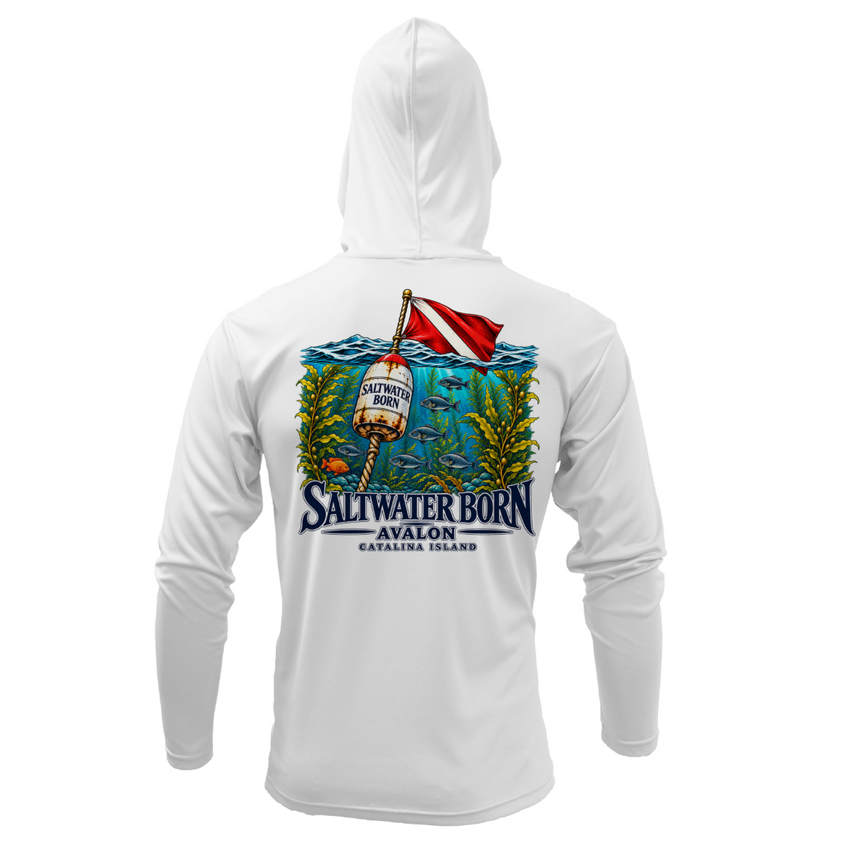 Avalon, CA Dive Flag Buoy Men's Long Sleeve UPF 50+ Dry-Fit Hoodie