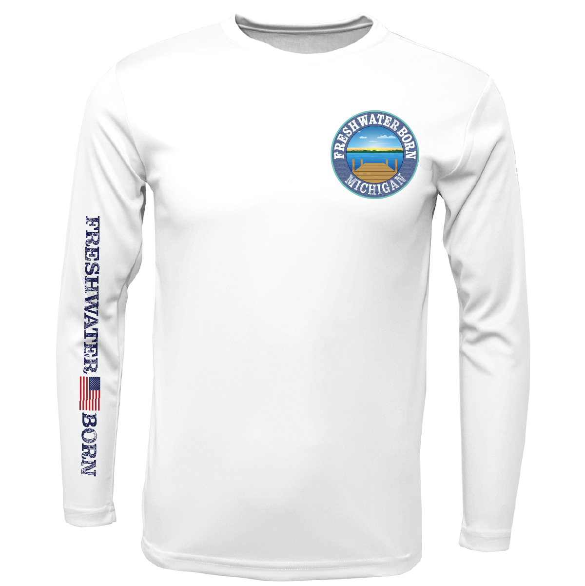 Michigan Freshwater Born Smallmouth Bass Men's Long Sleeve UPF 50+ Dry-Fit Shirt