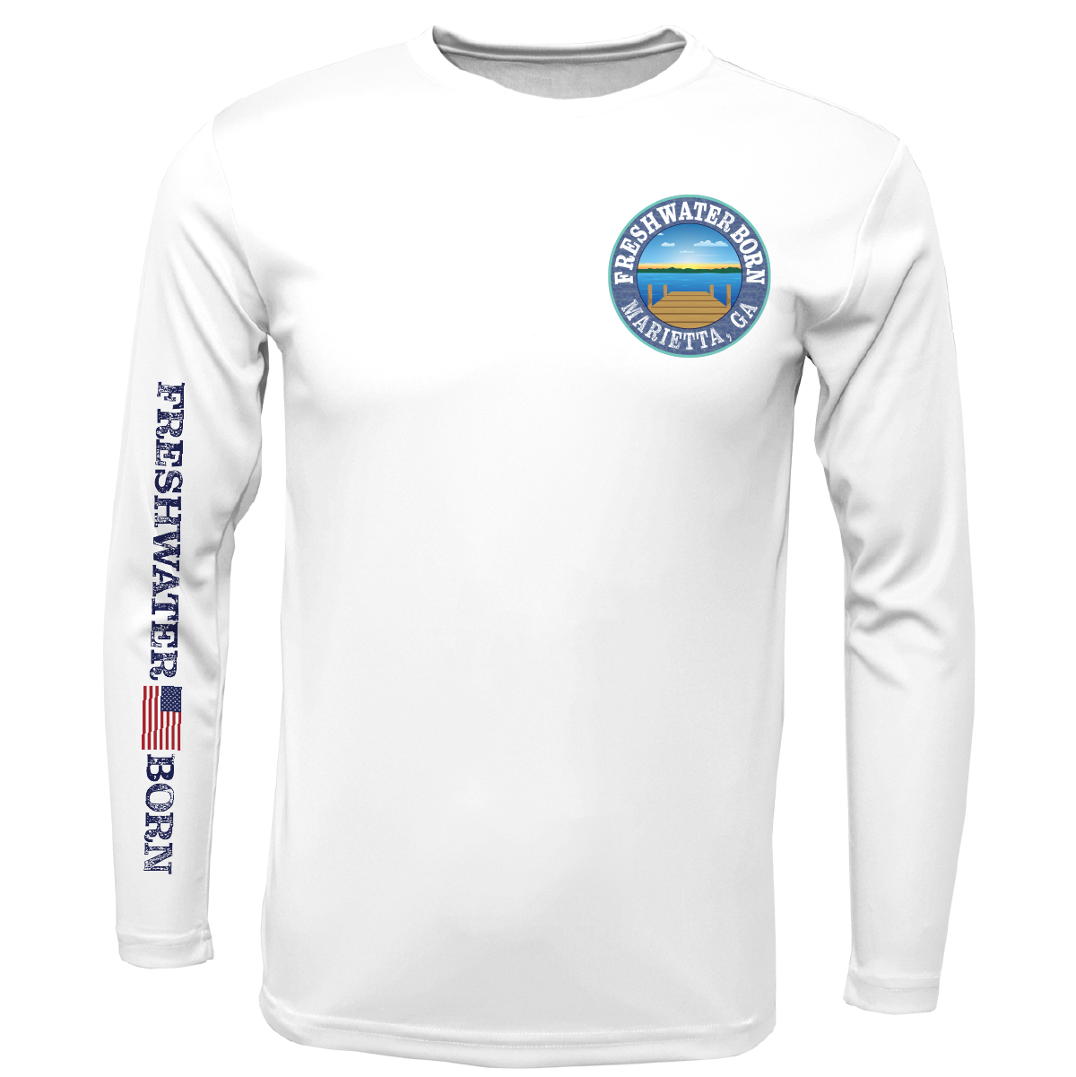 Marietta, GA Freshwater Born Largemouth Bass Men's Long Sleeve UPF 50+ Dry-Fit Shirt