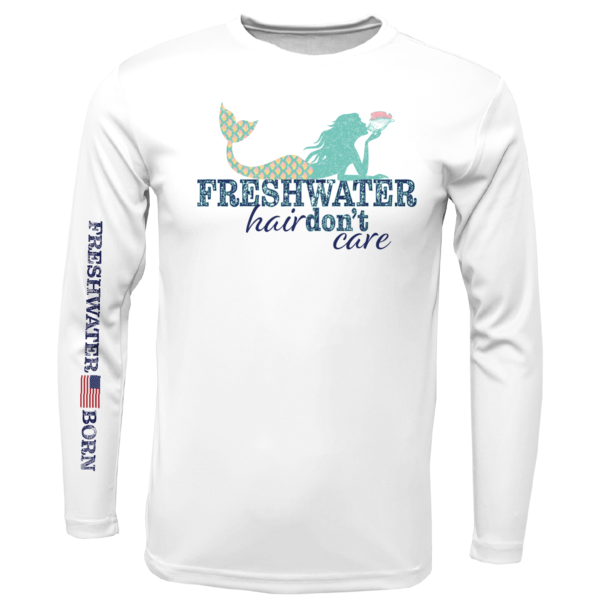Florida "Freshwater Hair Don't Care" Girl's Long Sleeve UPF 50+ Dry-Fit Shirt
