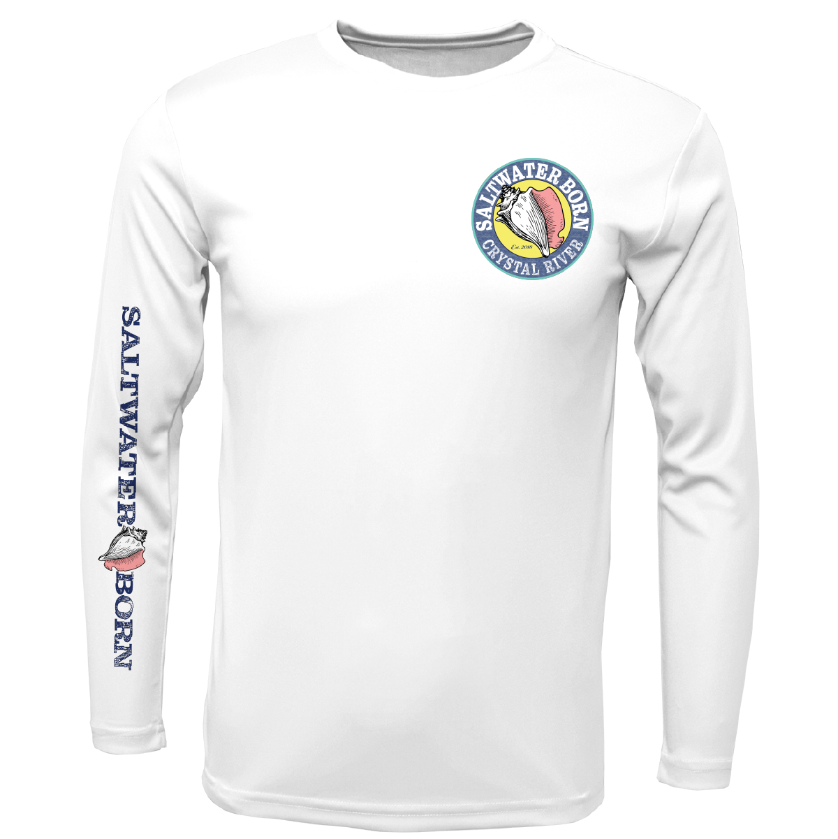 Crystal River, FL Scallop Men's Long Sleeve UPF 50+ Dry-Fit Shirt