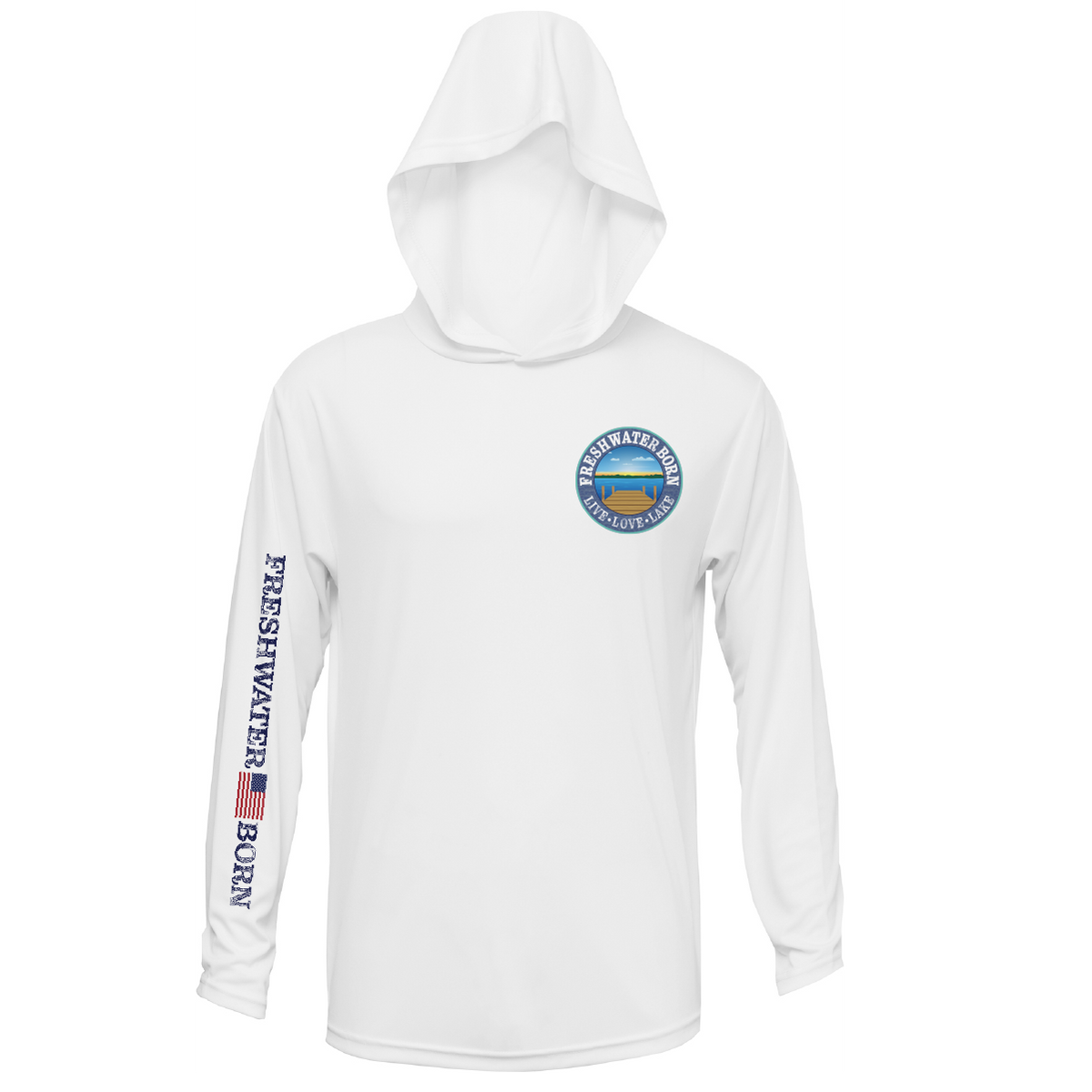 Freshwater Born Realistic Largemouth Bass Men's Long Sleeve UPF 50+ Dry-Fit Hoodie