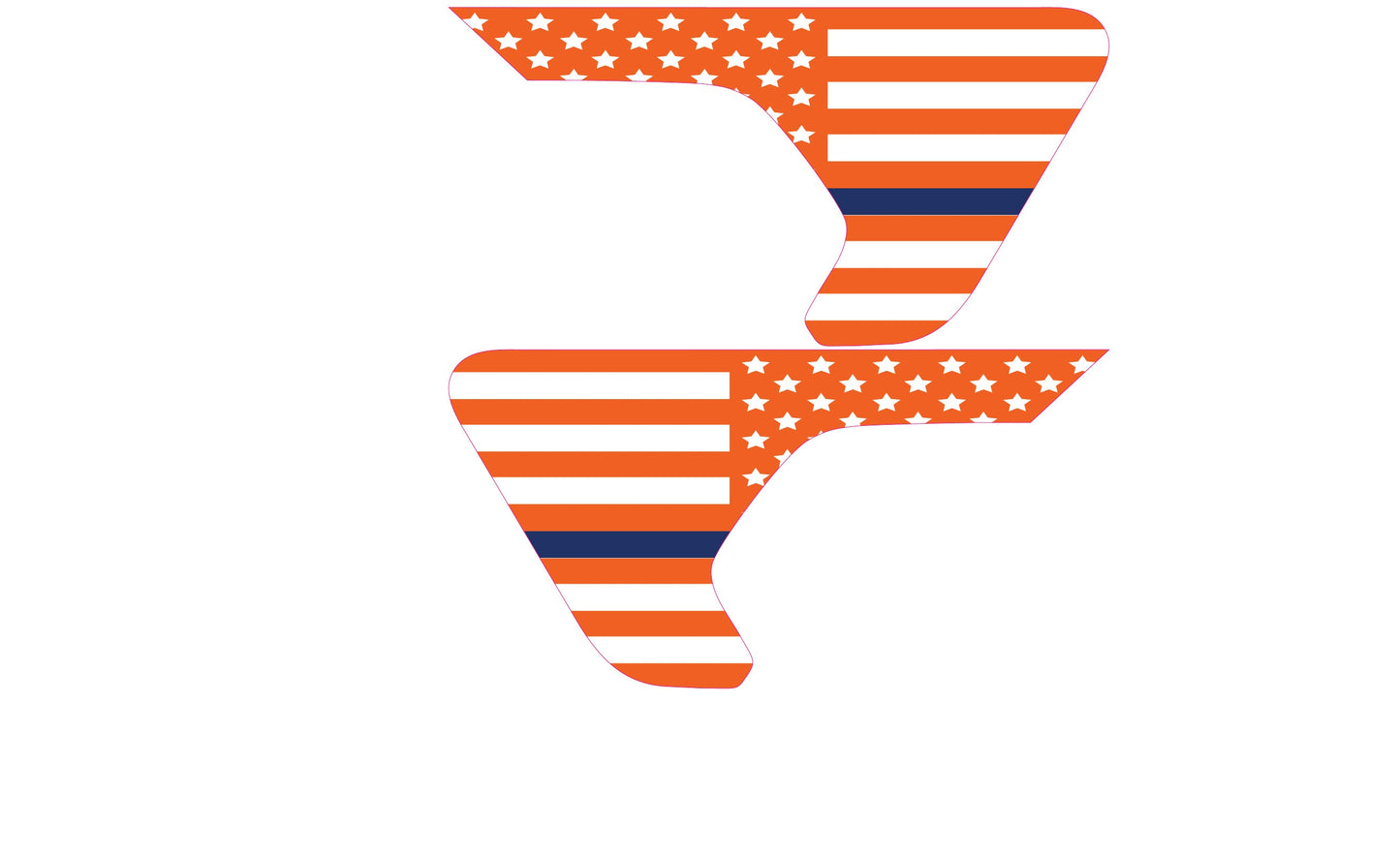 White and Orange Thin Blue Line Flag 2pc Vinyl Fender Decal