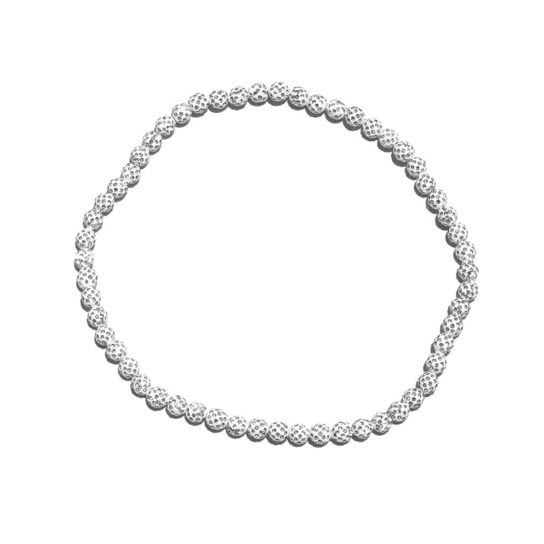Whiteout Iced Out Baseball Bead Necklace | White