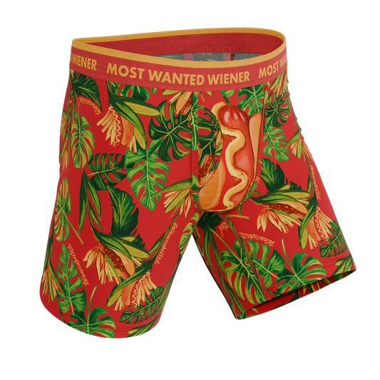The Wiener In Paradise | Shinesty X Wienerschnitzel Tropical Long Leg Ball Hammock® Pouch Underwear With Fly