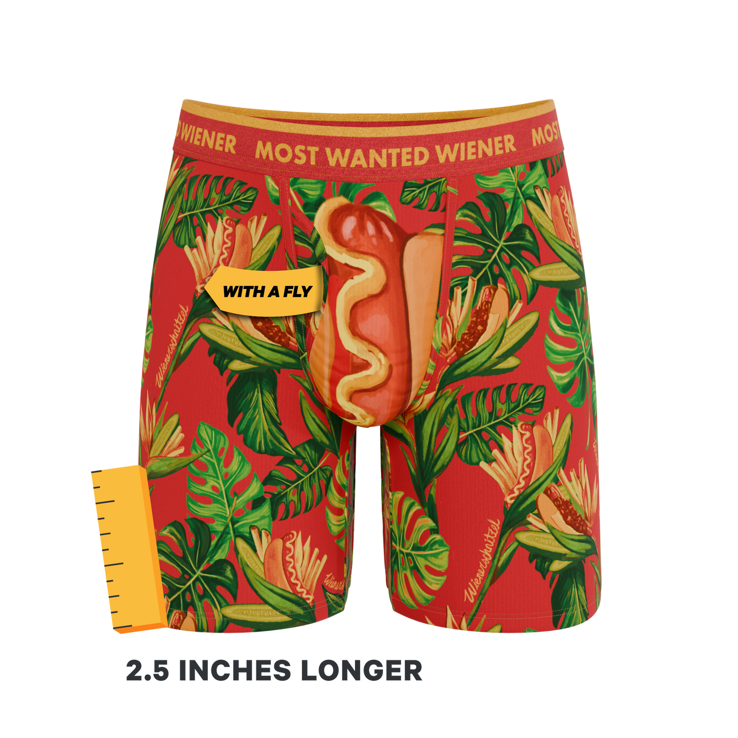 The Wiener In Paradise | Shinesty X Wienerschnitzel Tropical Long Leg Ball Hammock® Pouch Underwear With Fly