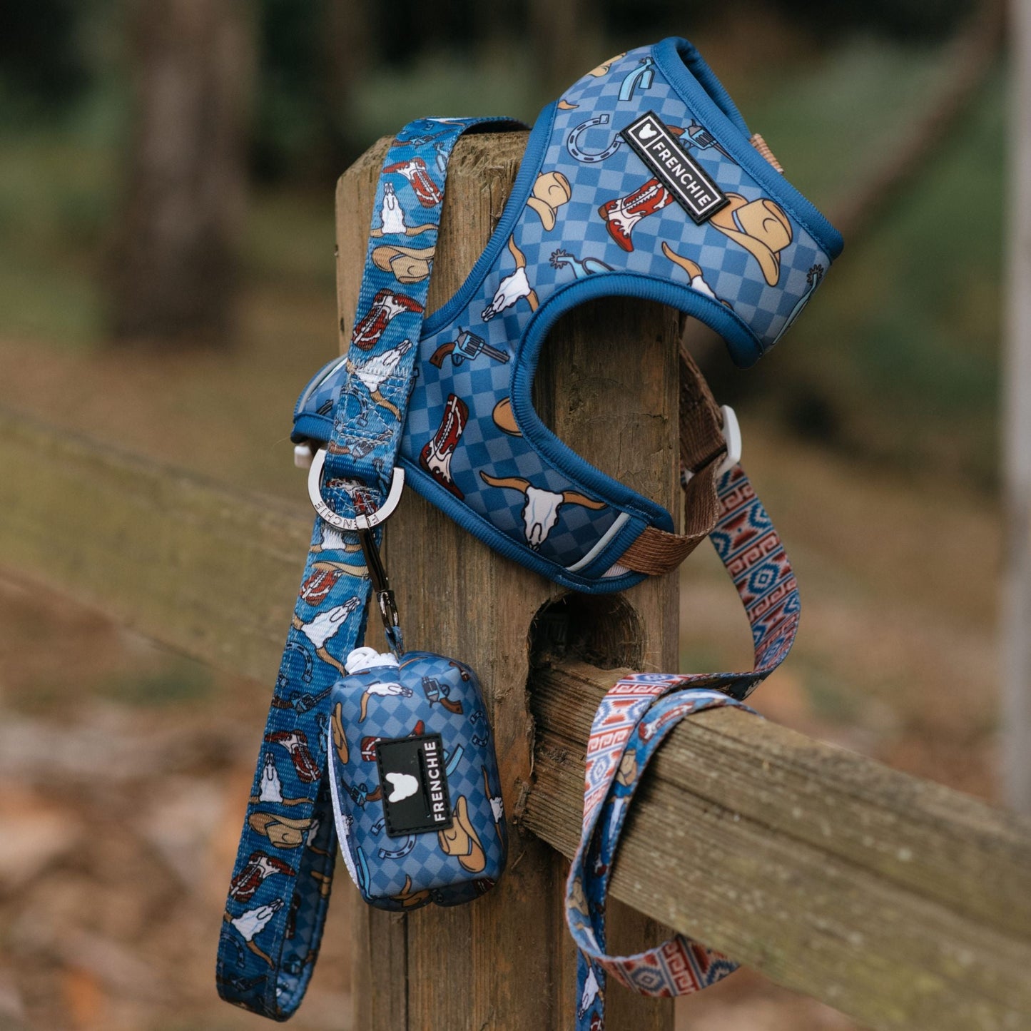 Frenchie Comfort Leash - Wild West (Blue)
