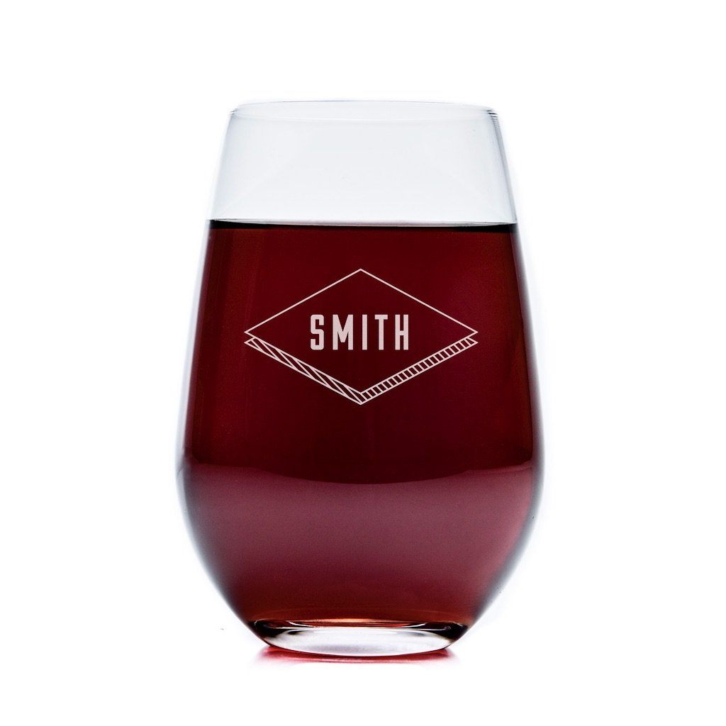 Stemless Wine Glasses - Set of 4: The Diamond