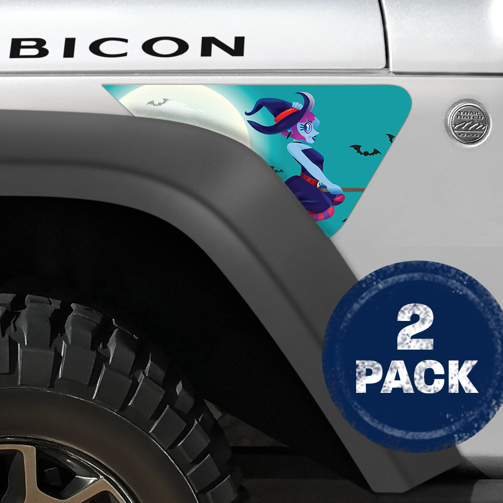 Witches Broom 2pc Vinyl Fender Decal