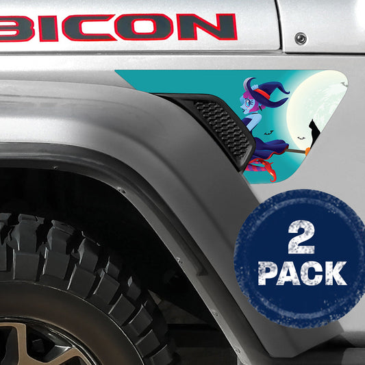 Witches Broom 2pc Vinyl Fender Decal