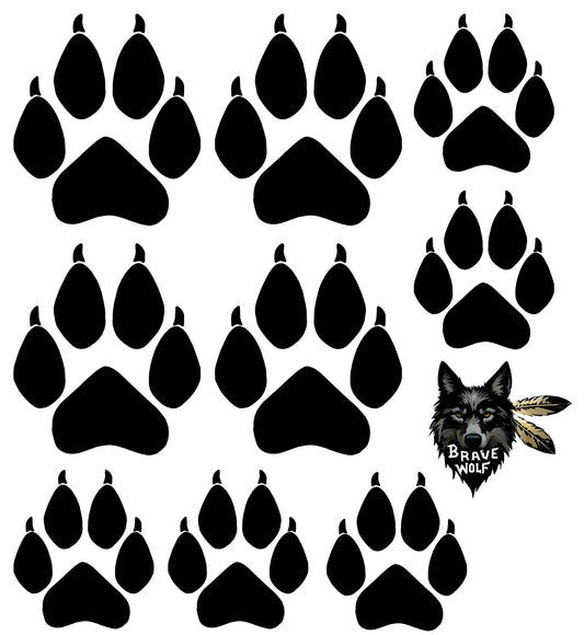 Wolf Paw Print Accent DTF Decal Set