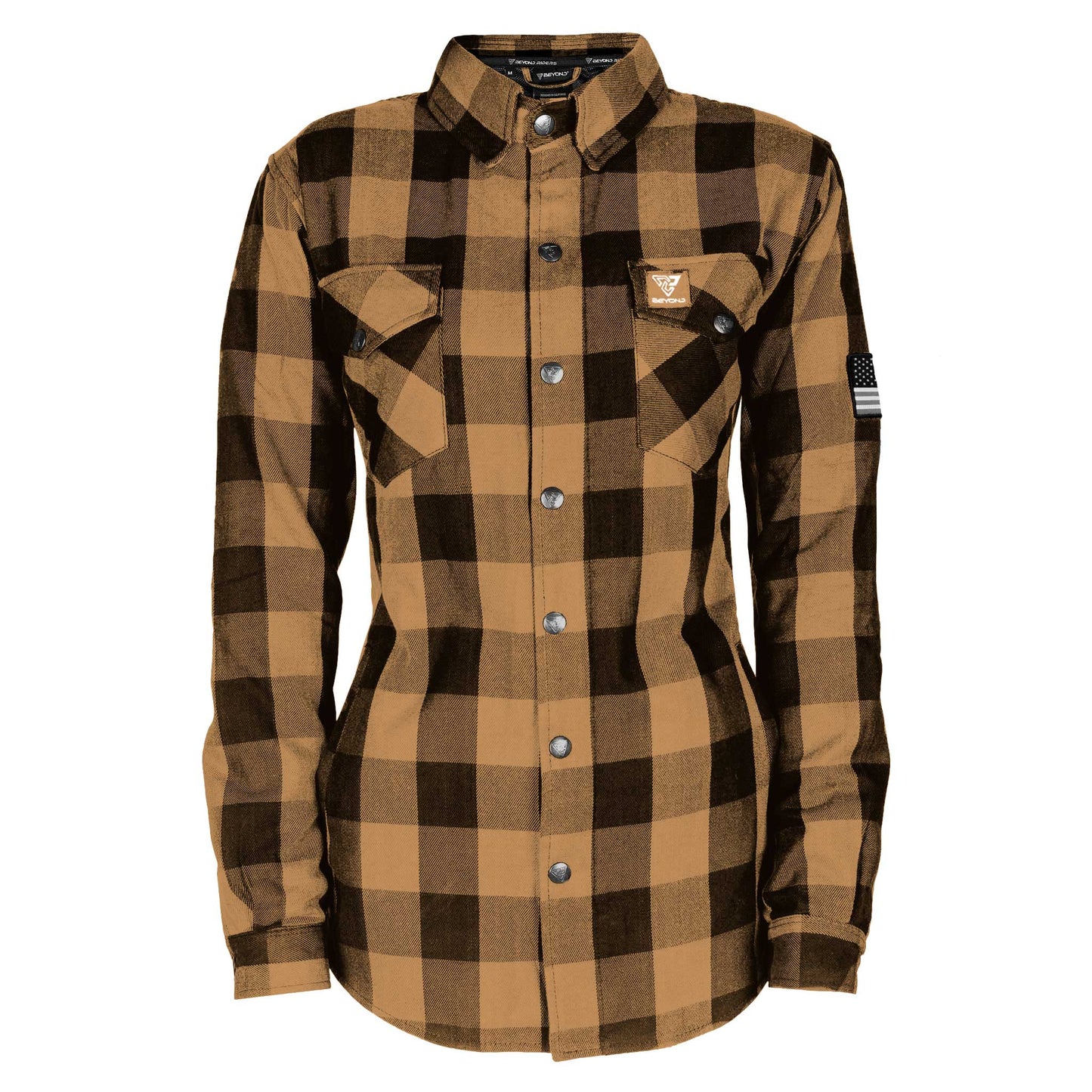 Protective Flannel Shirt for Women - Camel Checkered