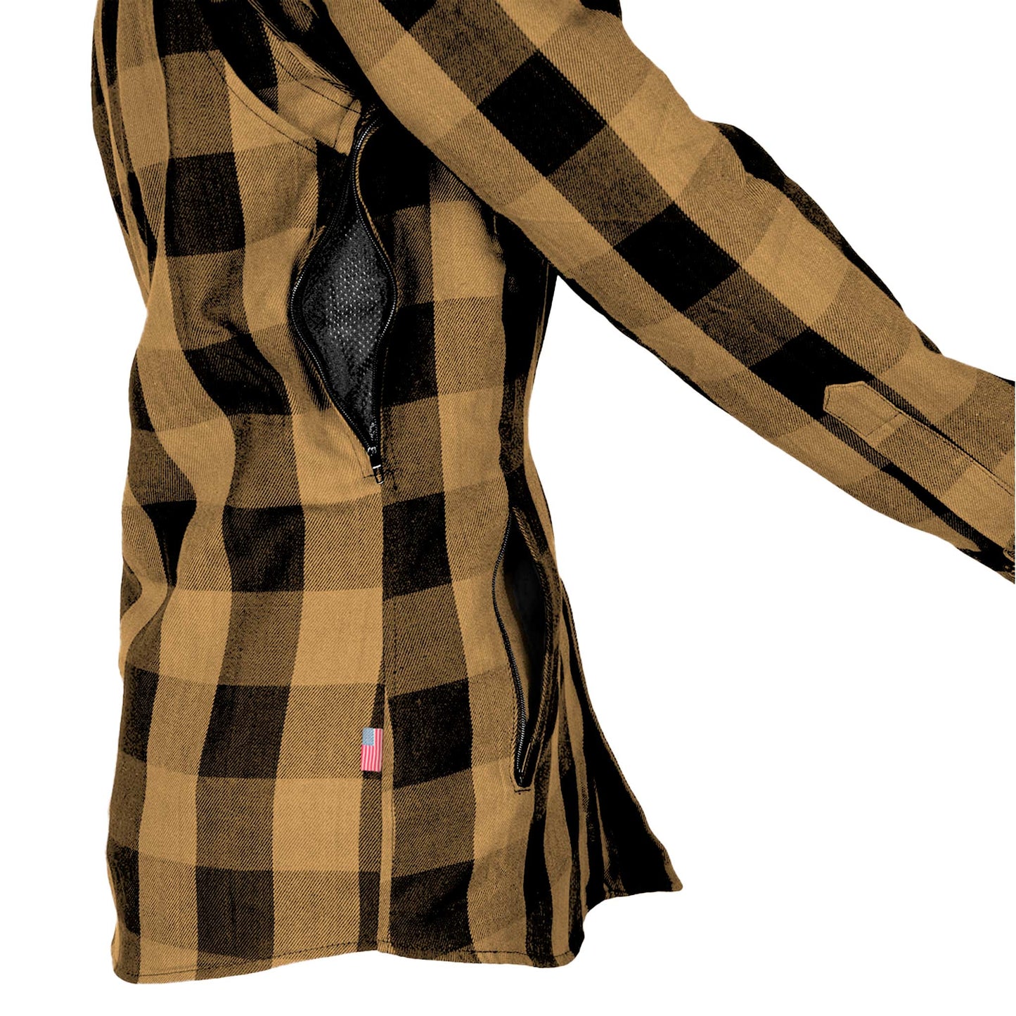 Protective Flannel Shirt for Women - Camel Checkered