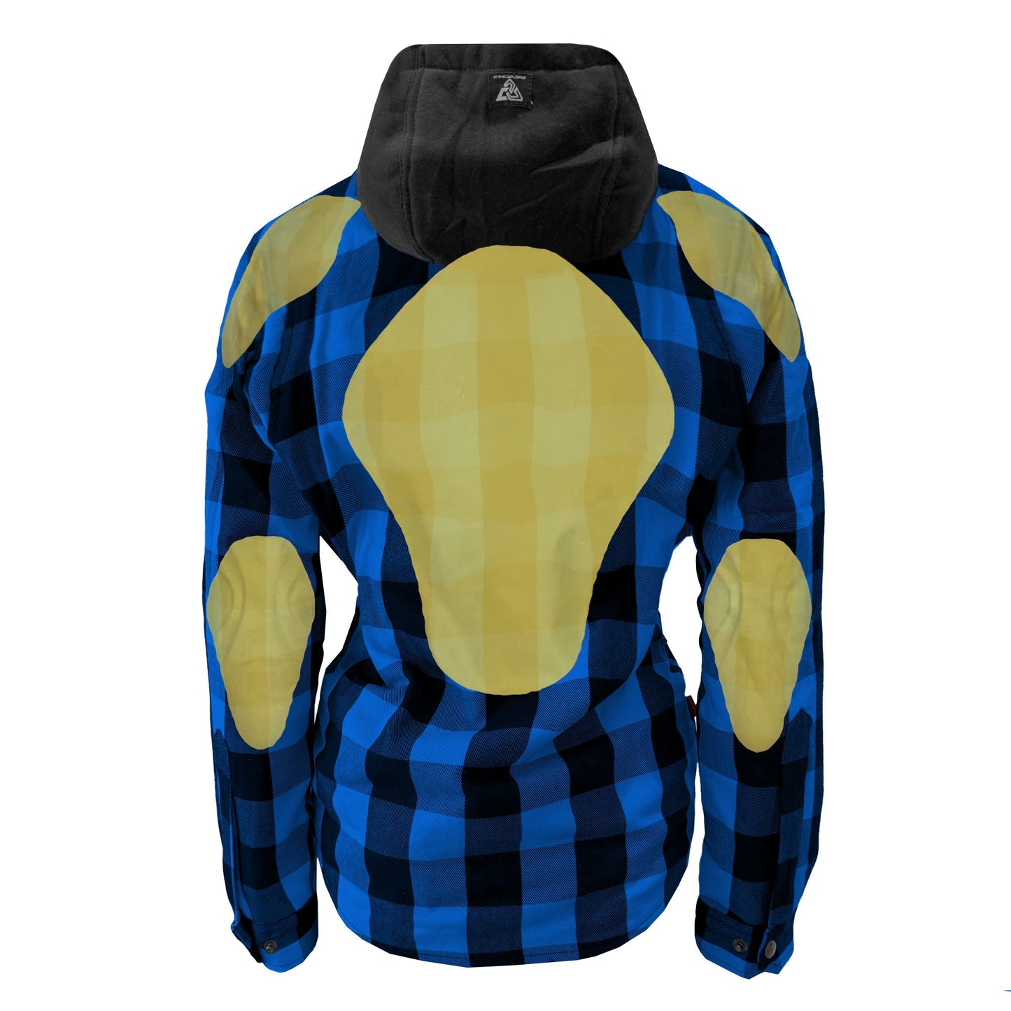 Protective Flannel Hoodie for Women - Blue and Black Checkered