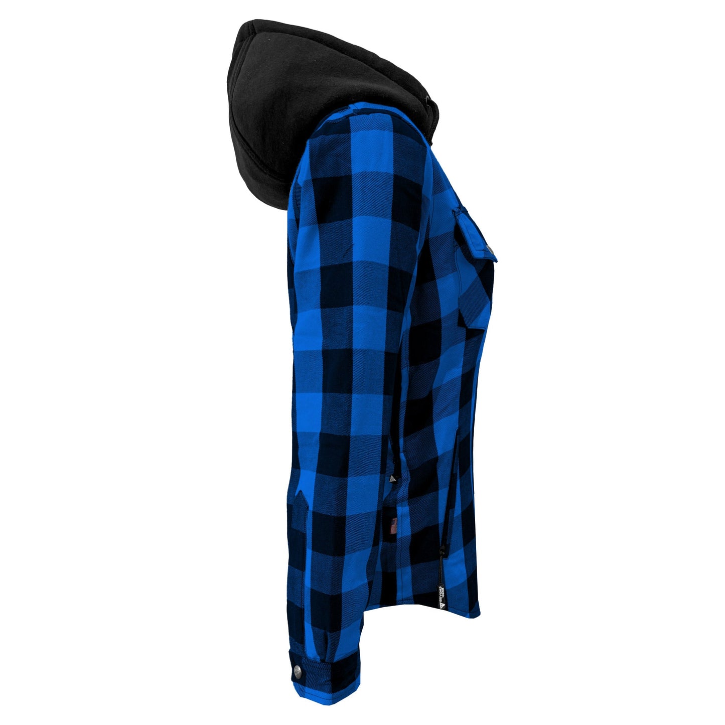 Protective Flannel Hoodie for Women - Blue and Black Checkered