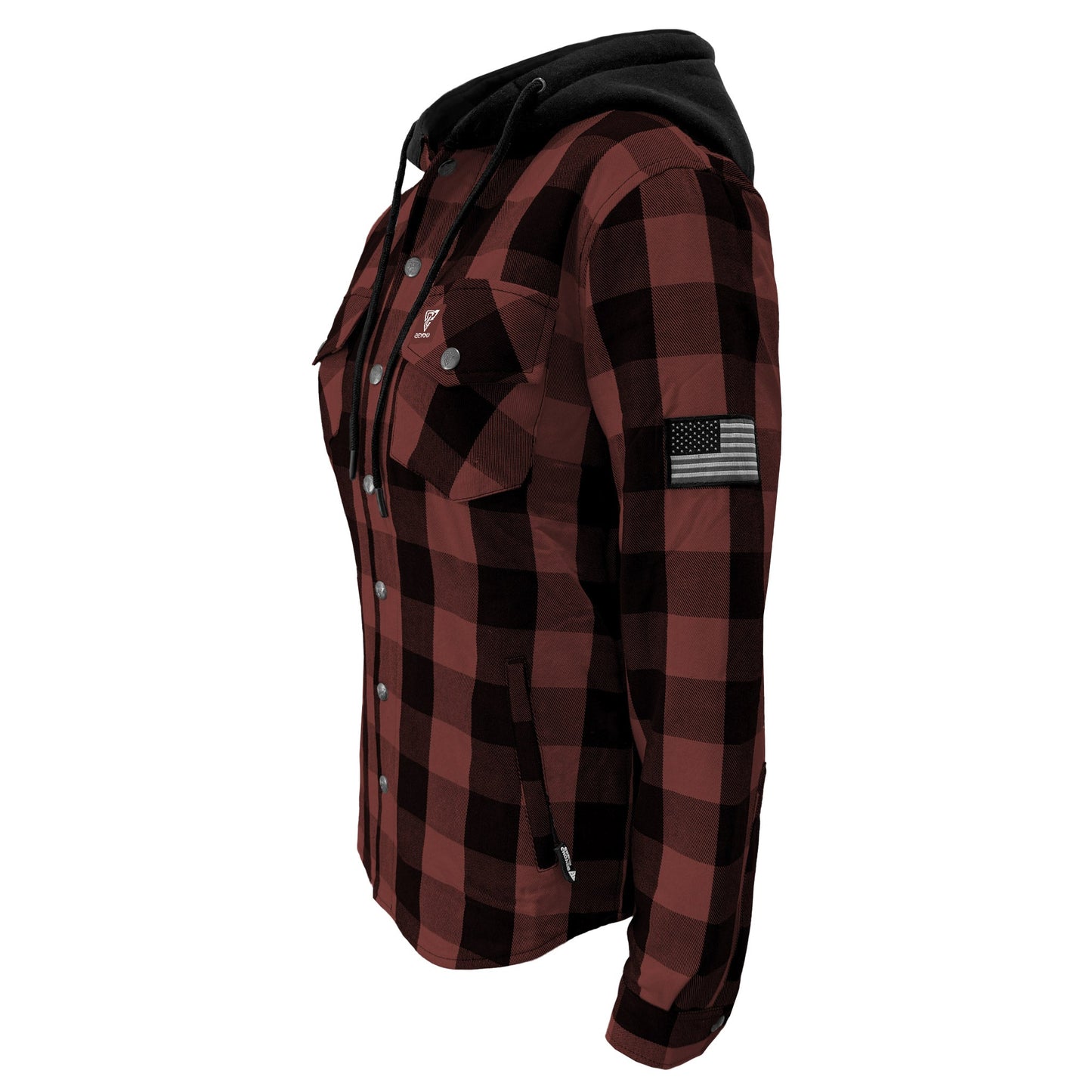 Protective Flannel Hoodie for Women - Brown and Black Checkered