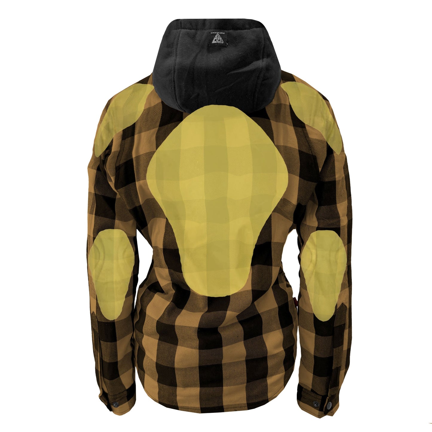 Protective Flannel Hoodie for Women - Camel and Black Checkered