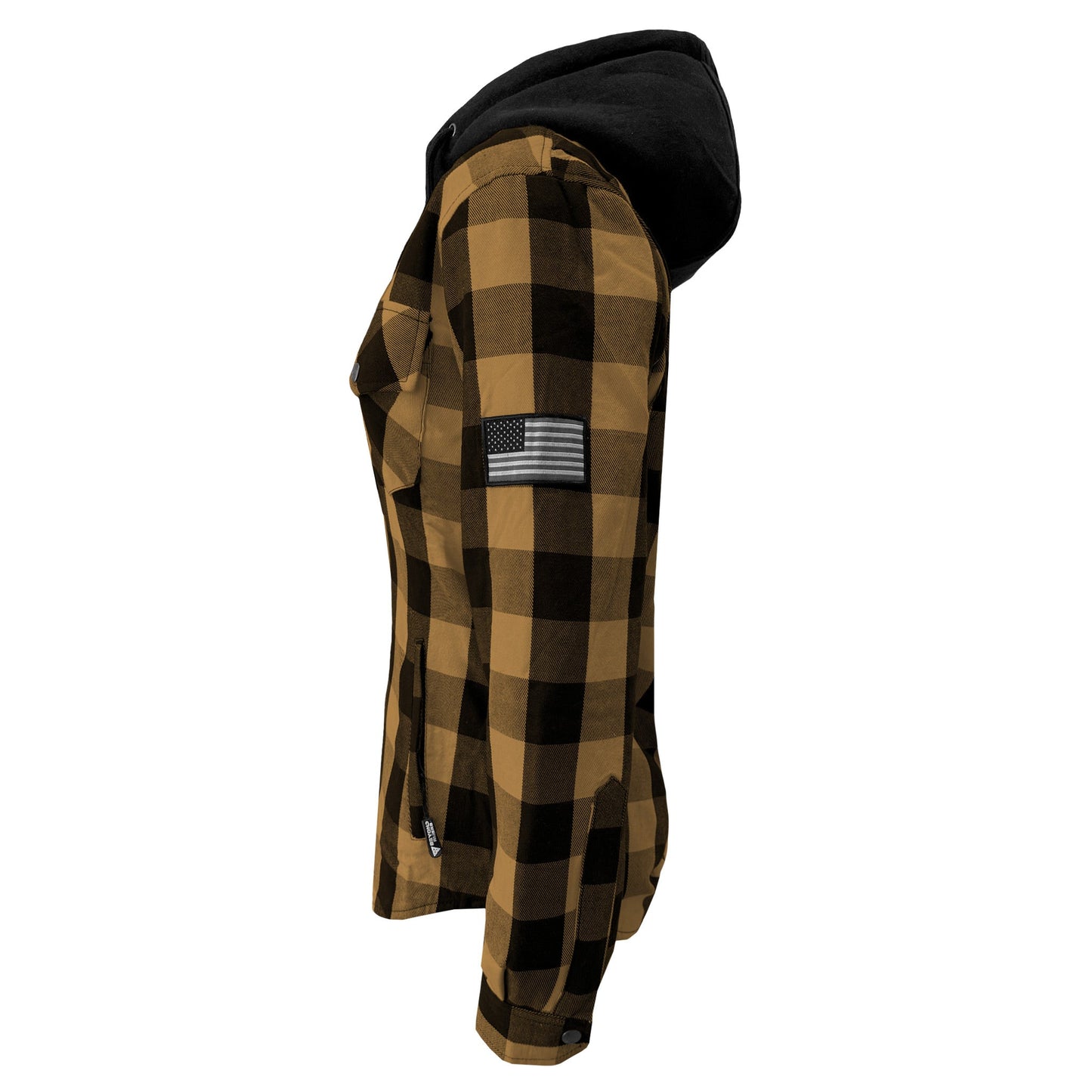 Protective Flannel Hoodie for Women - Camel and Black Checkered