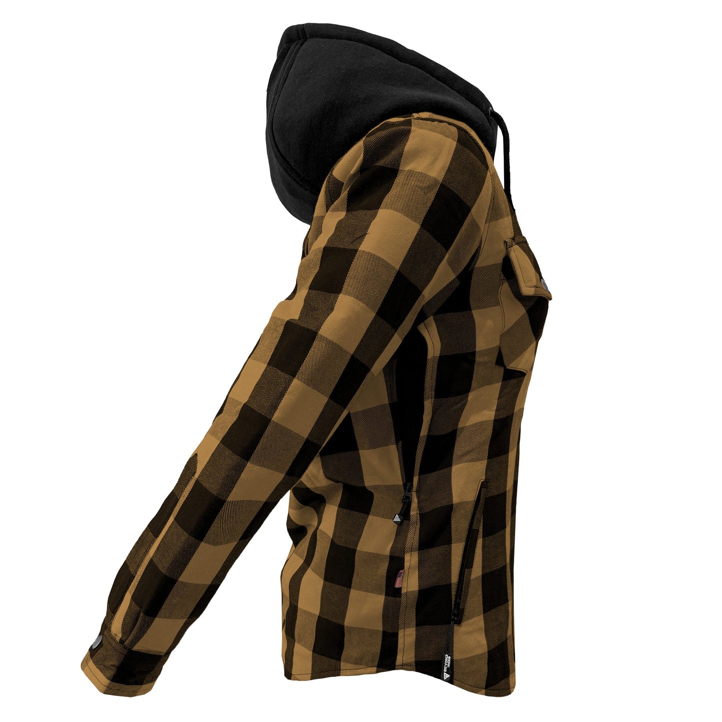 Protective Flannel Hoodie for Women - Camel and Black Checkered