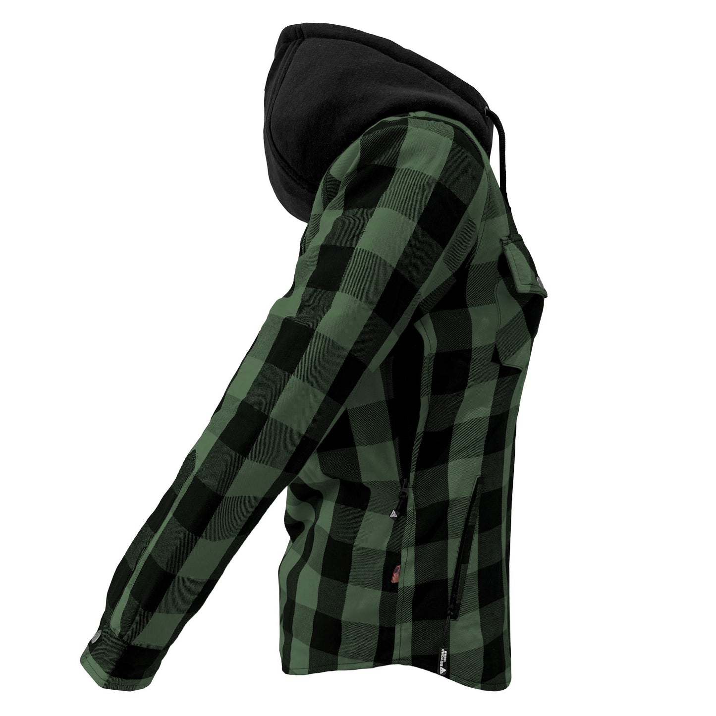 Protective Flannel Hoodie for Women - Dark Green and Black Checkered