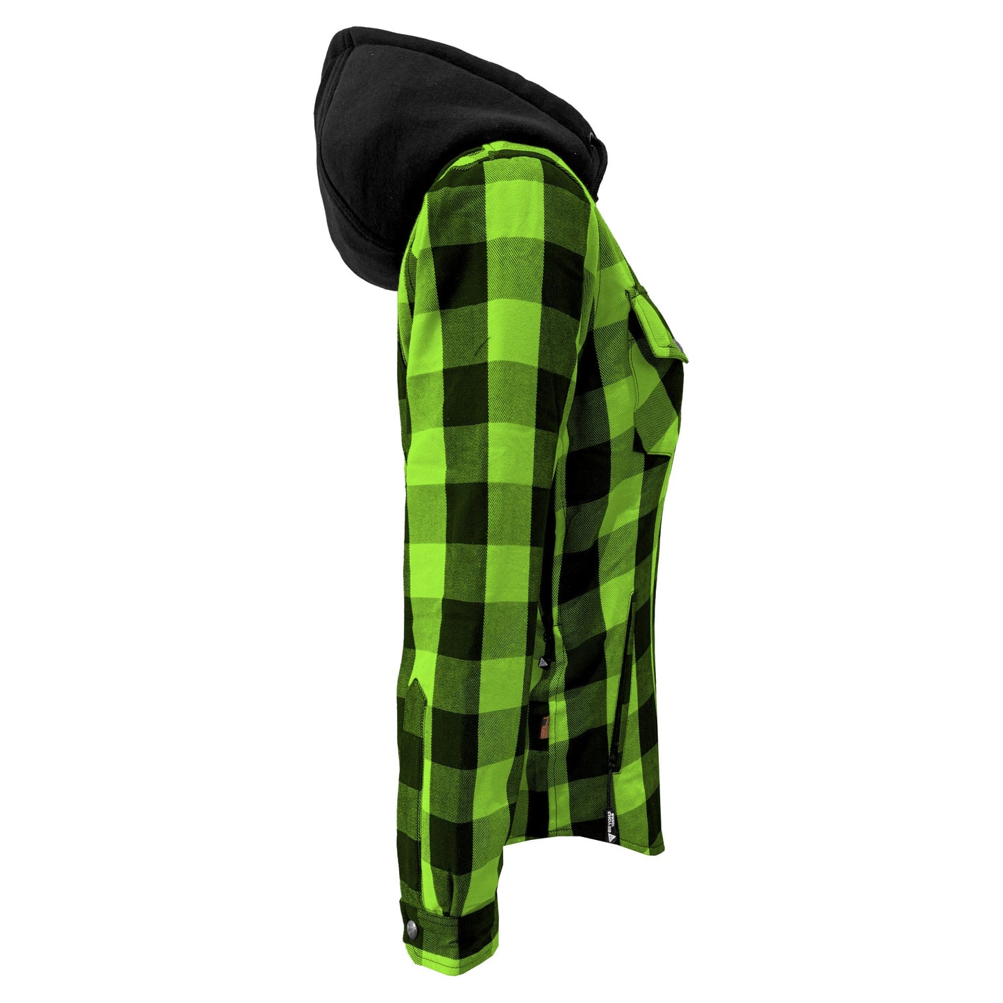Protective Flannel Hoodie for Women - Green and Black Checkered