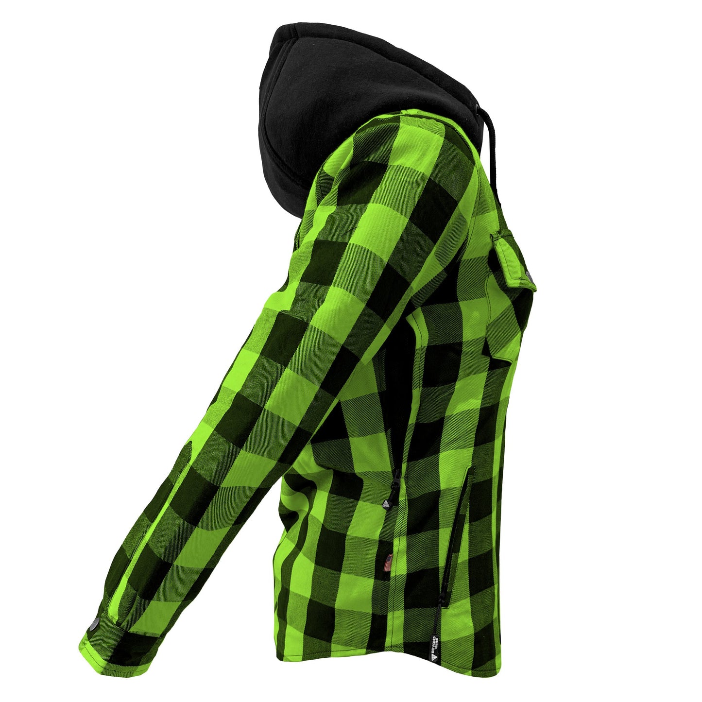 Protective Flannel Hoodie for Women - Green and Black Checkered