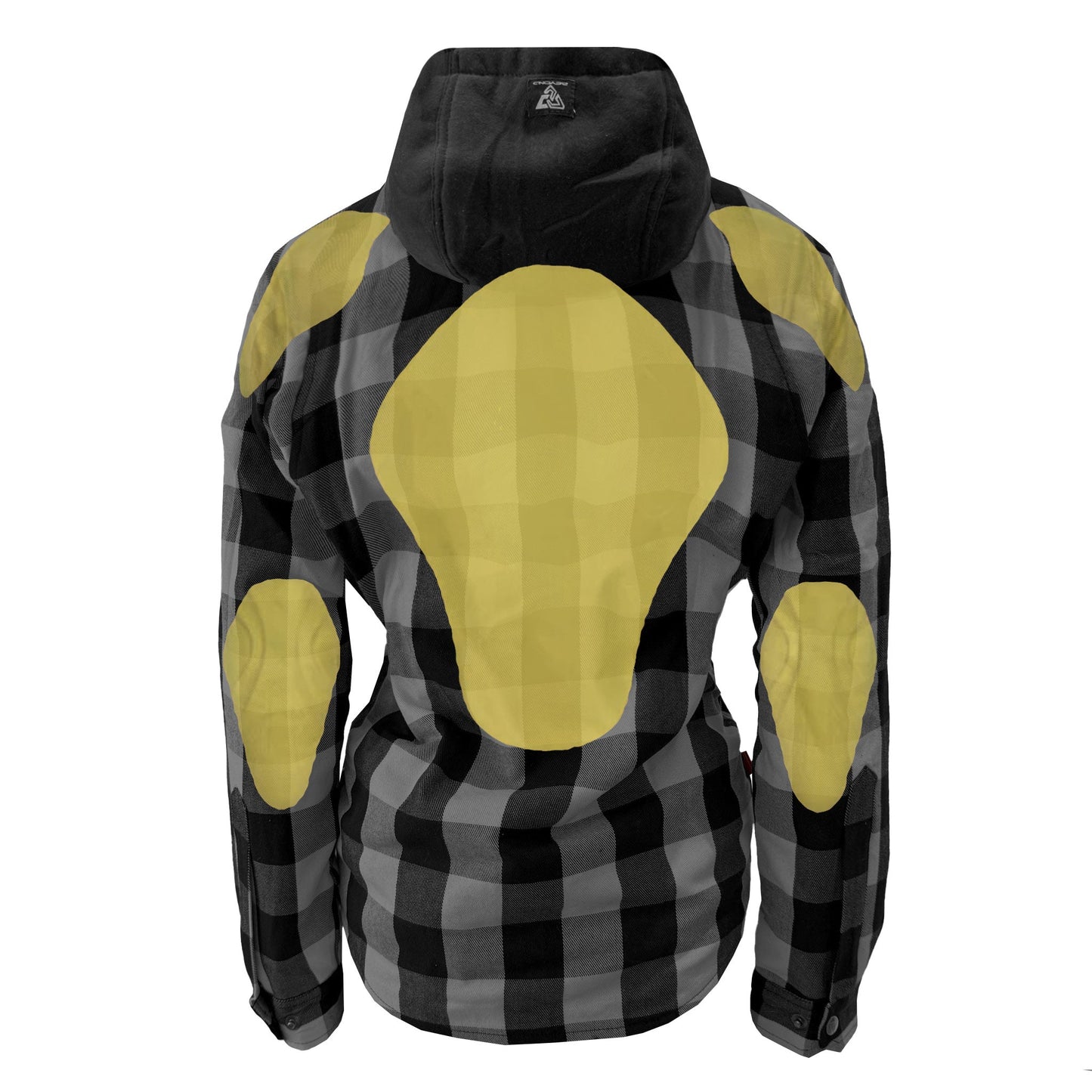 Protective Flannel Hoodie for Women - Gray and Black Checkered