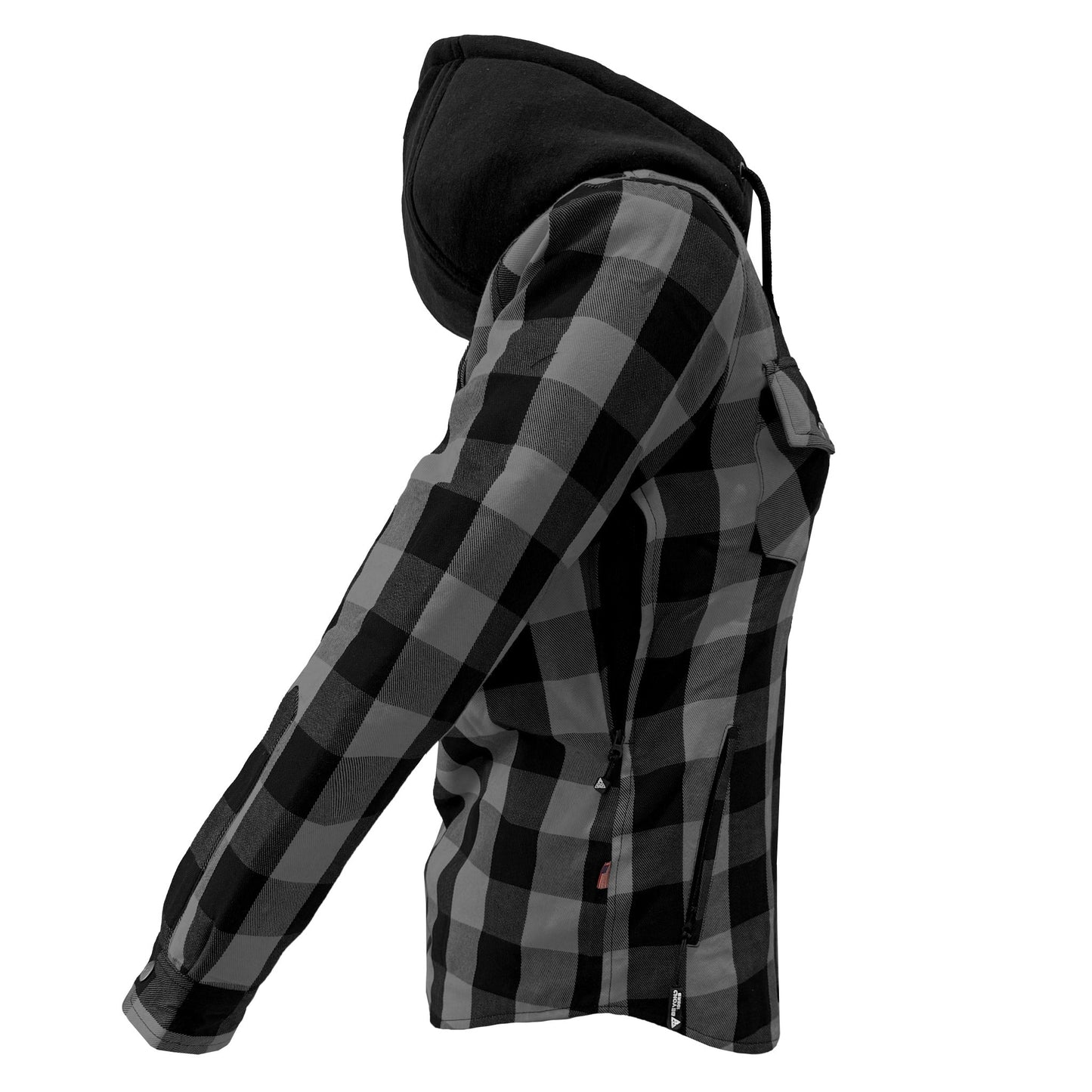 Protective Flannel Hoodie for Women - Gray and Black Checkered