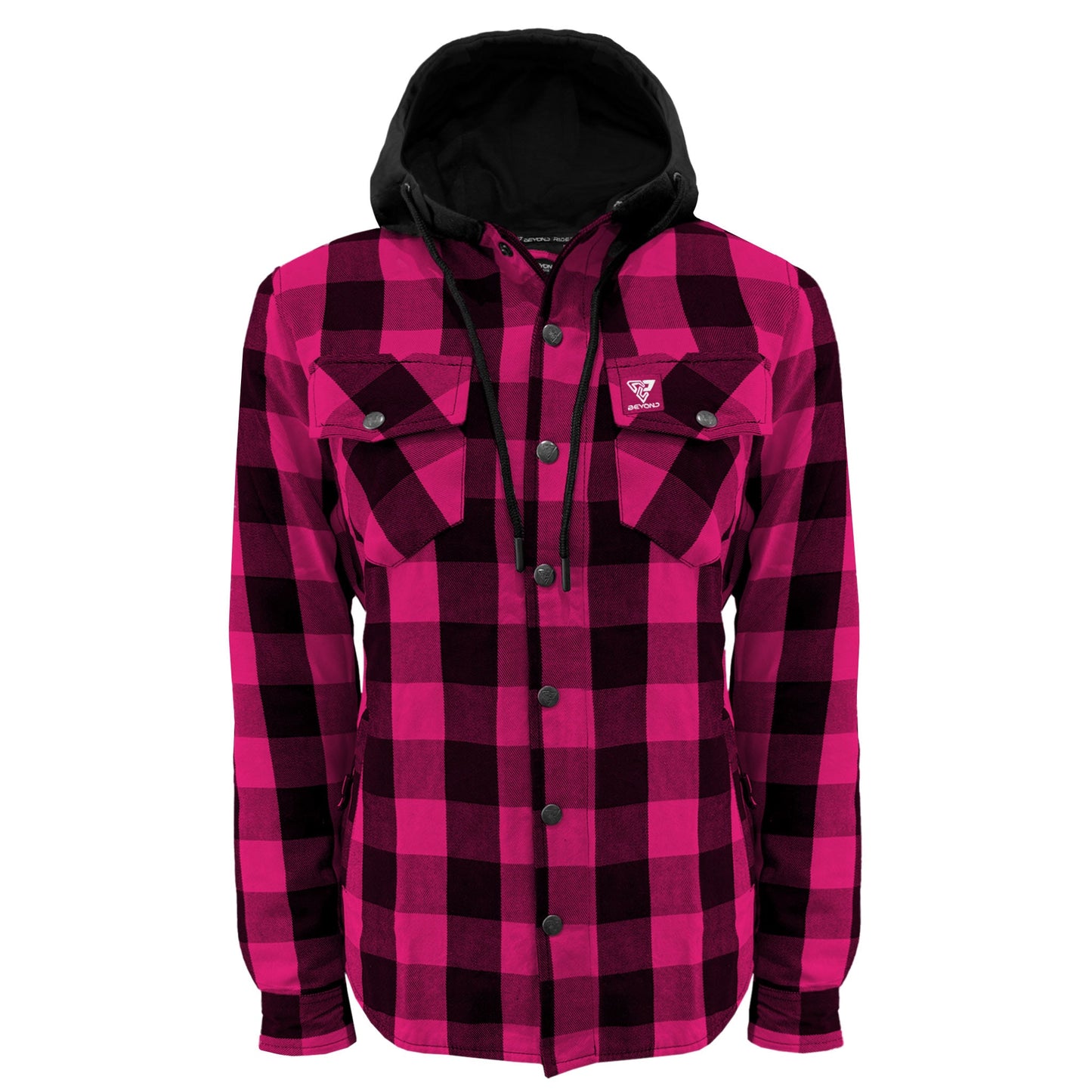 Protective Flannel Hoodie for Women - Pink and Black Checkered